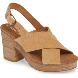 Women's TOMS Ibiza Suede Crossband Platform Slingback Sandal